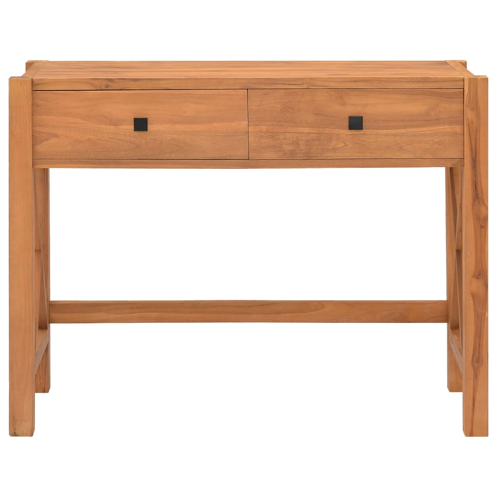 skrivebord med 2 skuffer 100x40x75 cm teaktræ