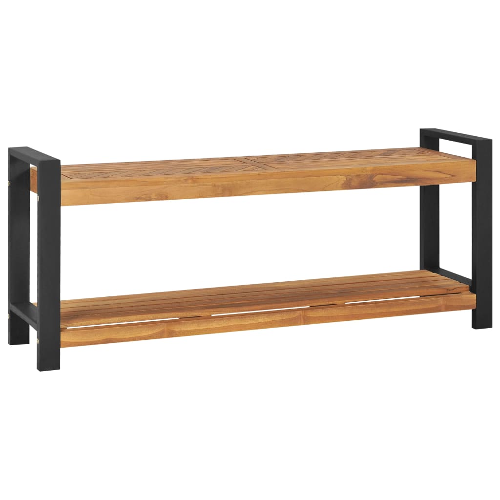 bænk 120 cm massivt teaktræ billede