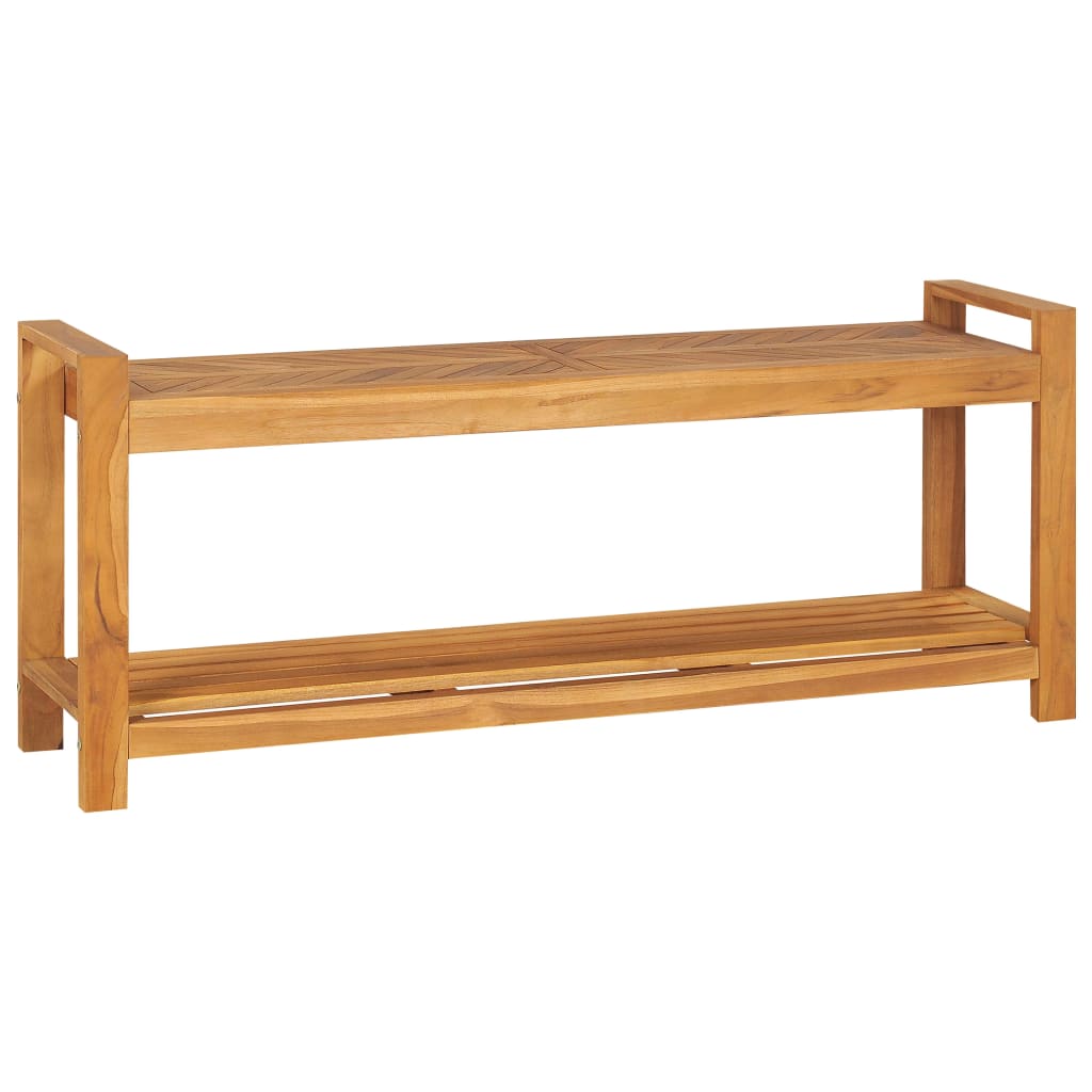 bænk 120 cm massivt teaktræ billede