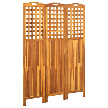 3-panels rumdeler 121x2x170 cm massivt akacietræ