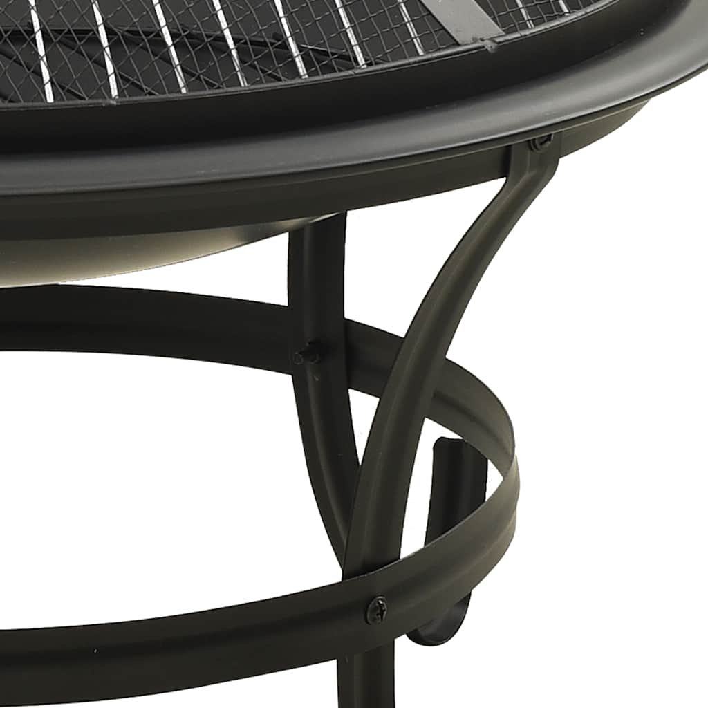 2-i-1 bålfad og grill med ildrager 56x56x49 cm stål