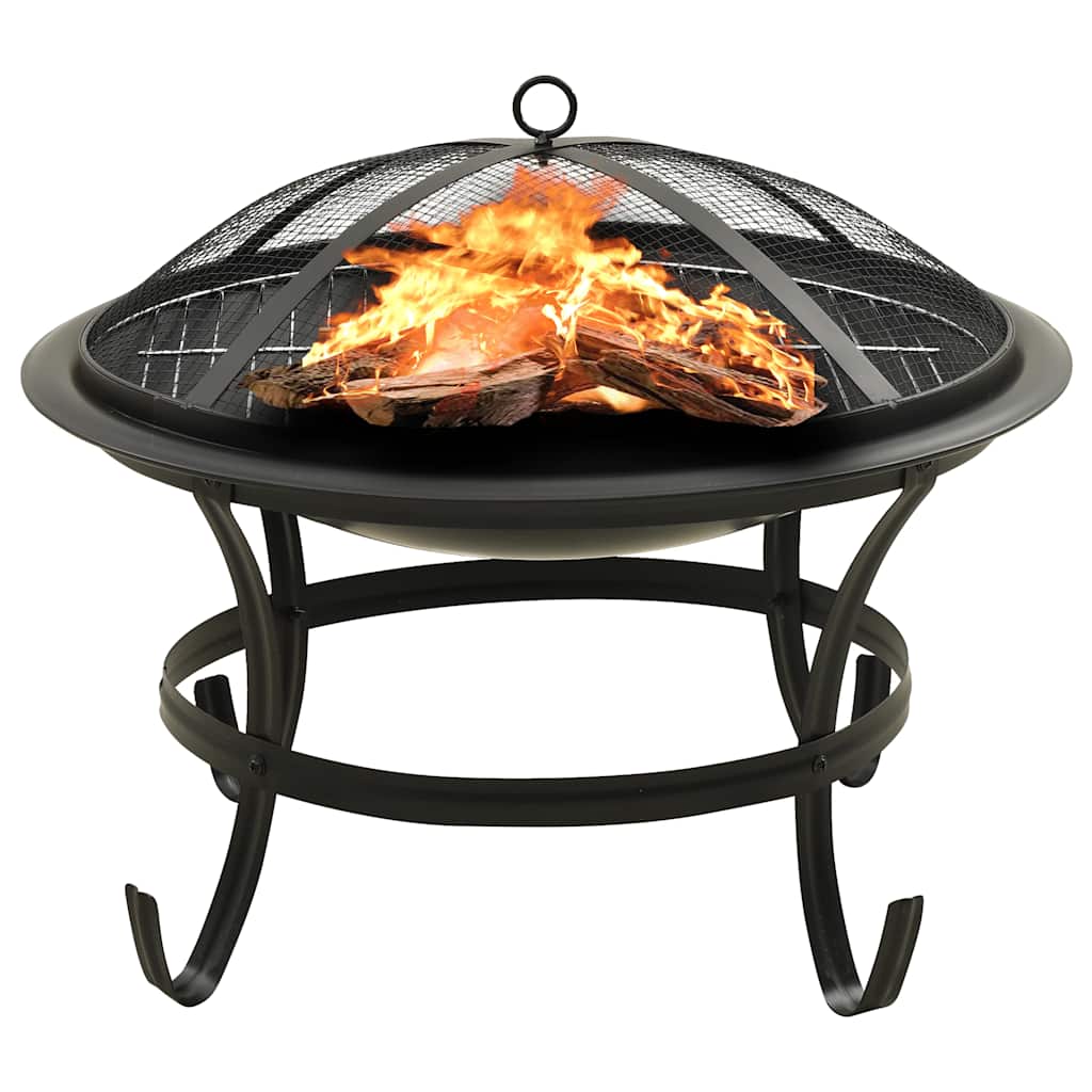 2-i-1 bålfad og grill med ildrager 56x56x49 cm stål billede