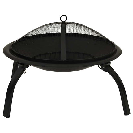 2-i-1 bålfad og grill med ildrager 56x56x49 cm stål
