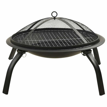 2-i-1 bålfad og grill med ildrager 56x56x49 cm stål