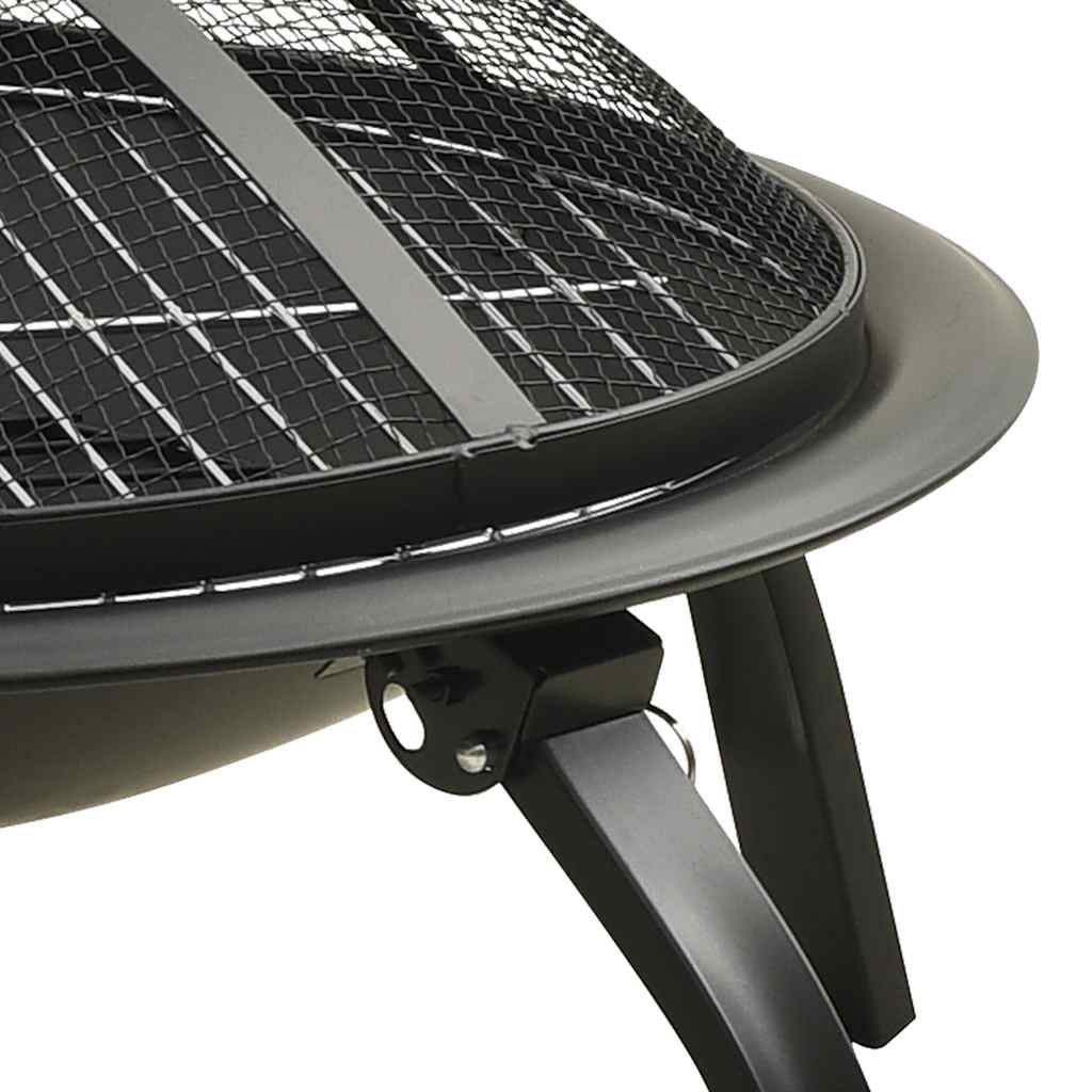 2-i-1 bålfad og grill med ildrager 56x56x49 cm stål