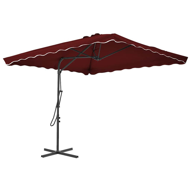 parasol med stålstang 250x250x230 cm bordeauxfarvet