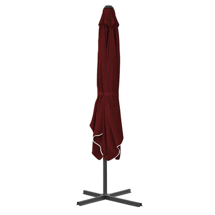 parasol med stålstang 250x250x230 cm bordeauxfarvet