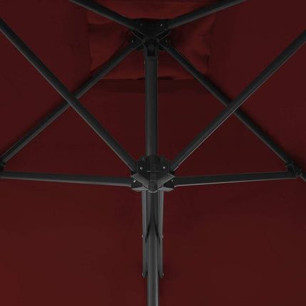 parasol med stålstang 250x250x230 cm bordeauxfarvet