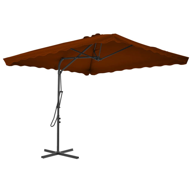 parasol med stålstang 250x250x230 cm terrakottafarvet