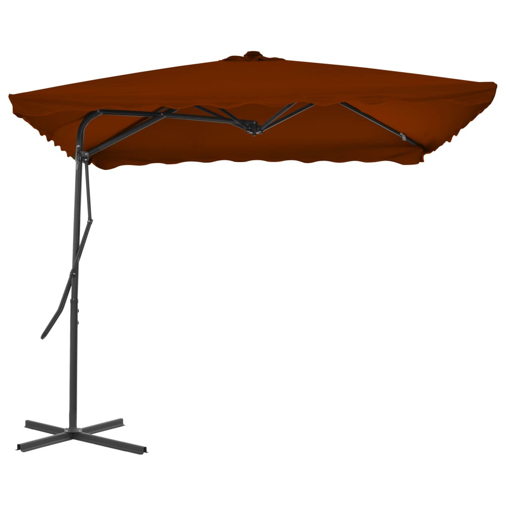 parasol med stålstang 250x250x230 cm terrakottafarvet