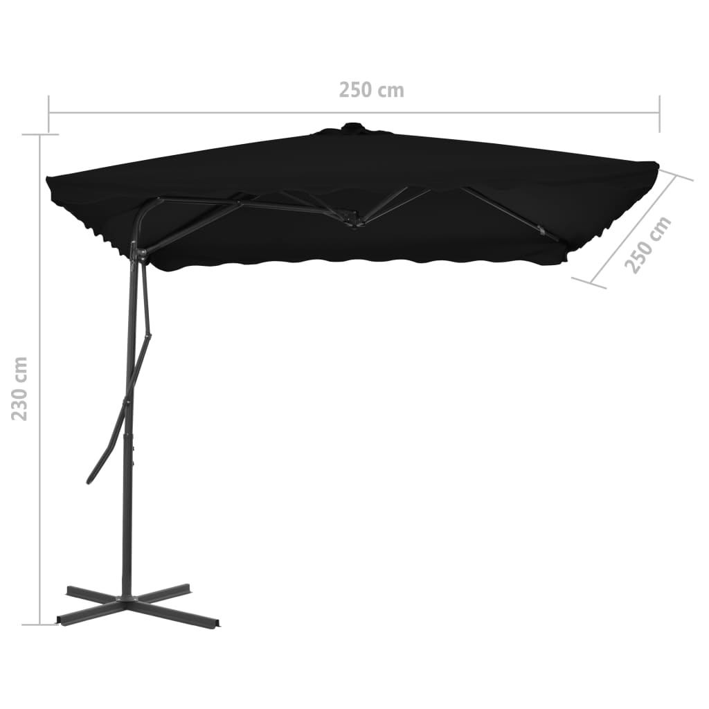haveparasol med stålstang 250x250x230 cm cm sort