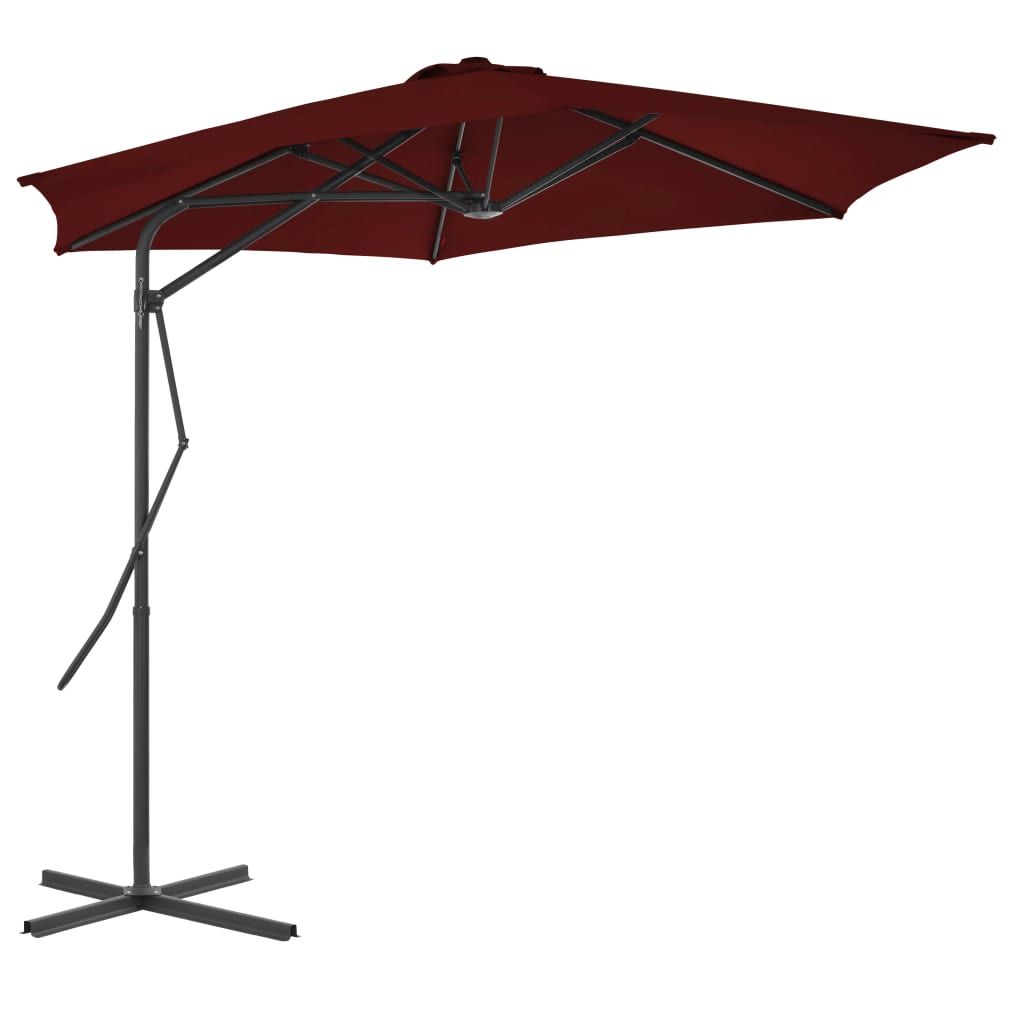 parasol med stålstang 300x230 cm bordeauxfarvet