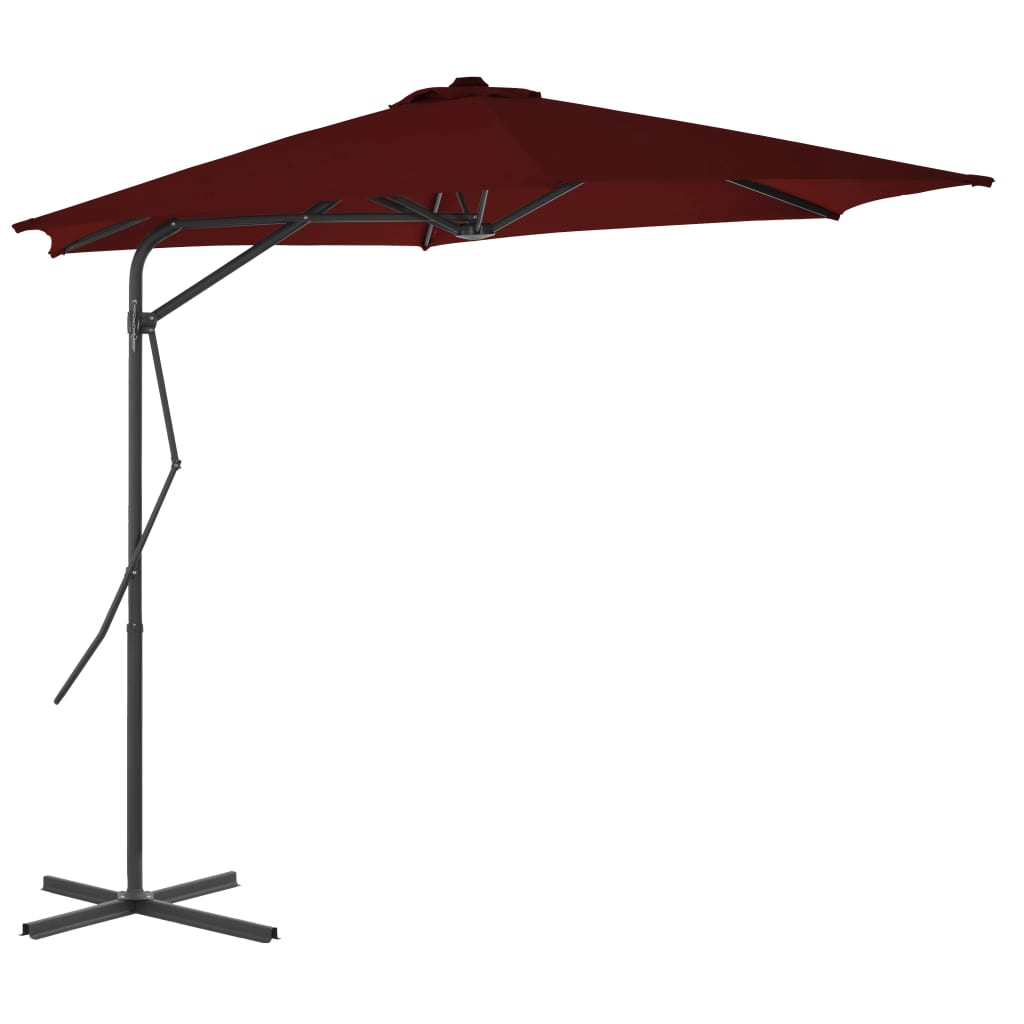 parasol med stålstang 300x230 cm bordeauxfarvet