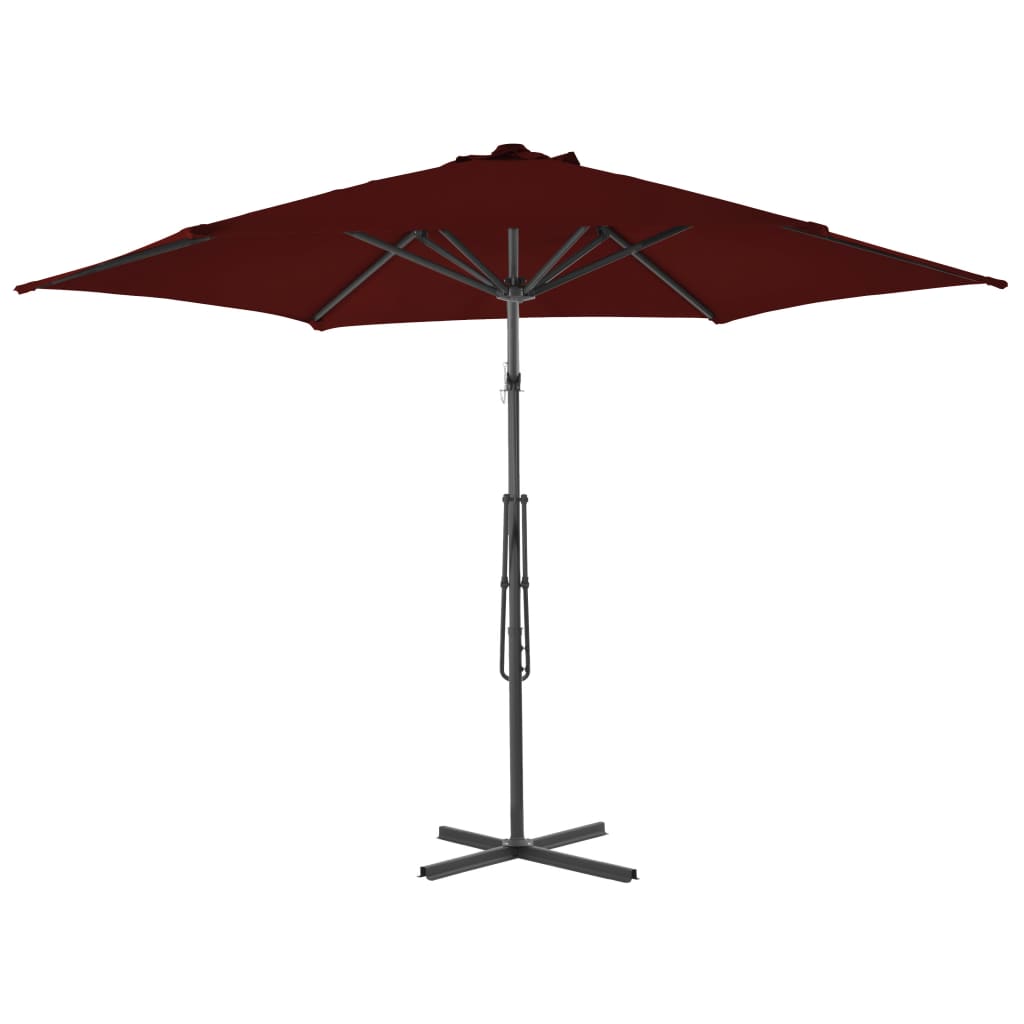 parasol med stålstang 300x230 cm bordeauxfarvet