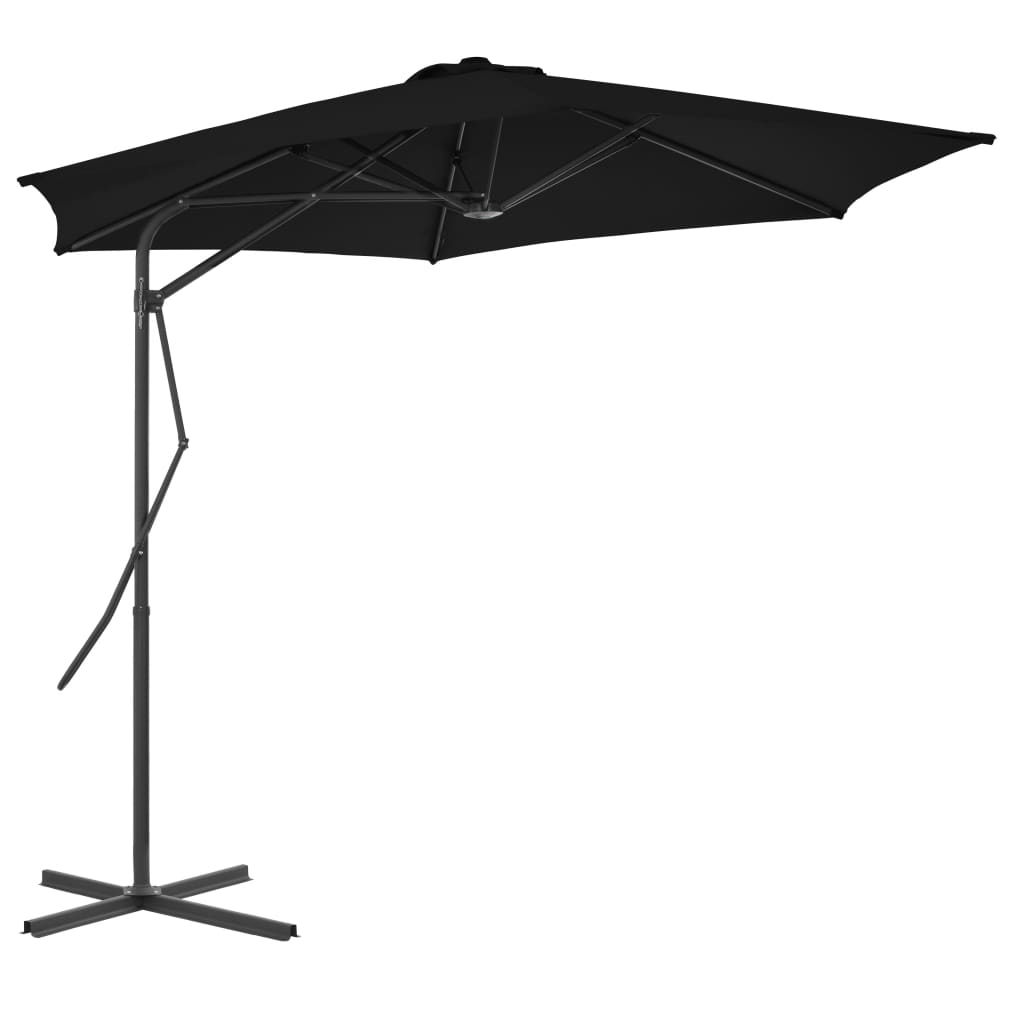 parasol med stålstang 300x230 cm sort