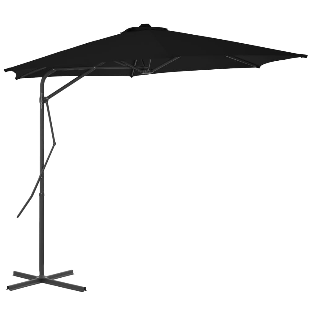 parasol med stålstang 300x230 cm sort