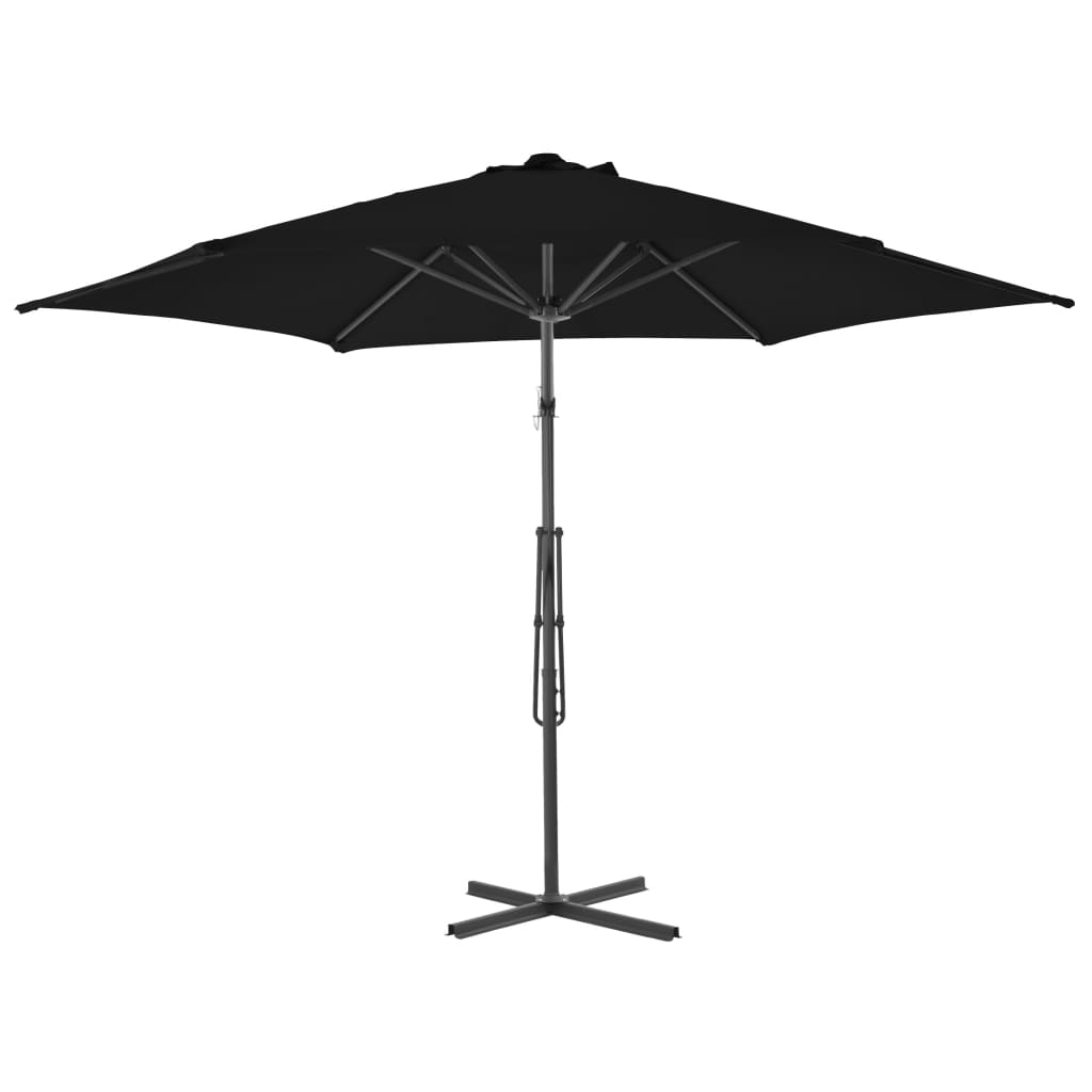 parasol med stålstang 300x230 cm sort