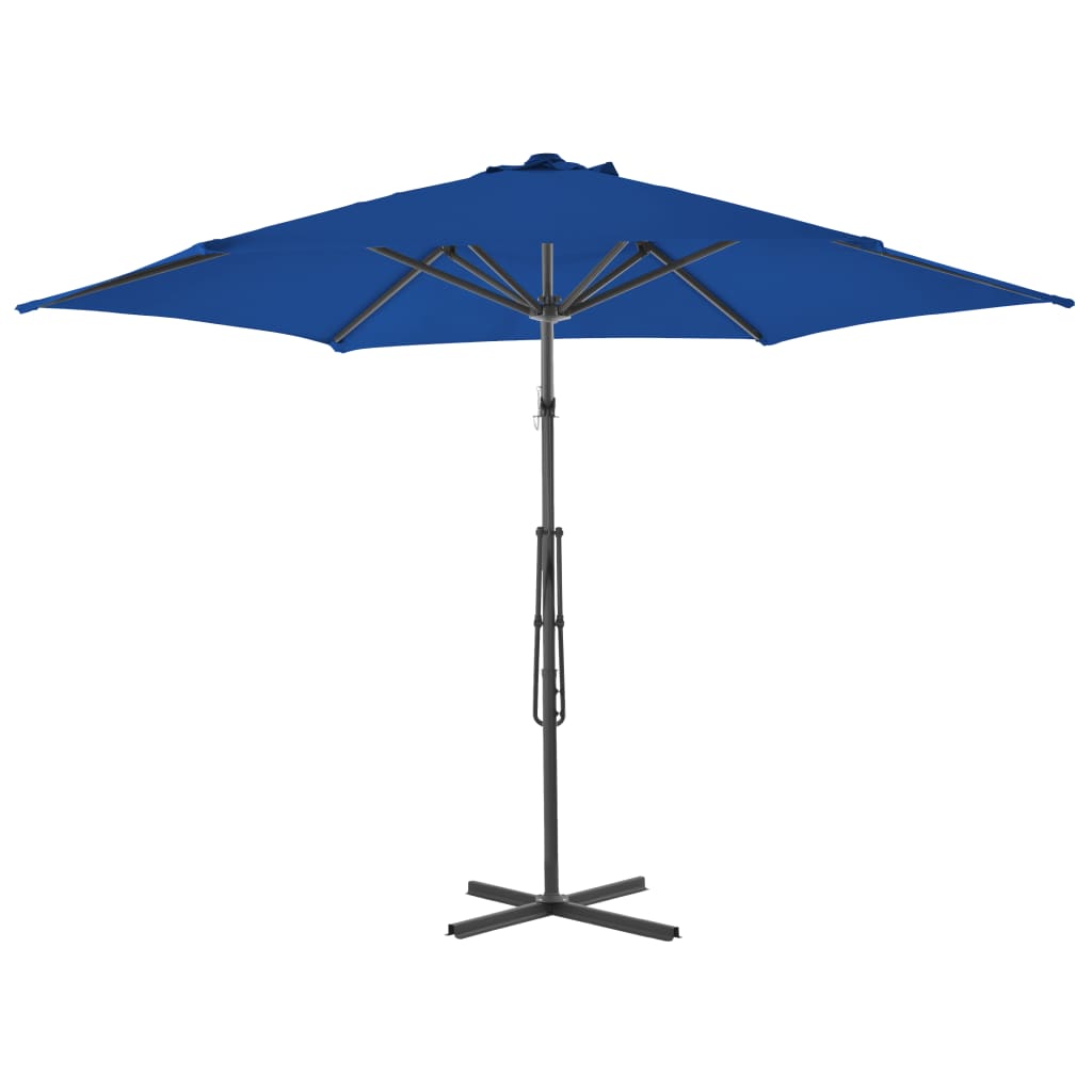parasol med stålstang 300x230 cm blå