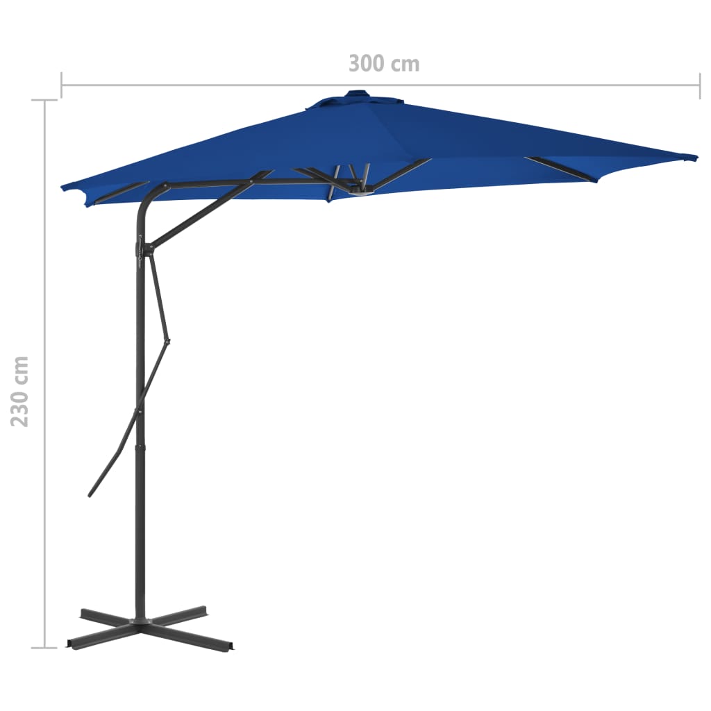 parasol med stålstang 300x230 cm blå
