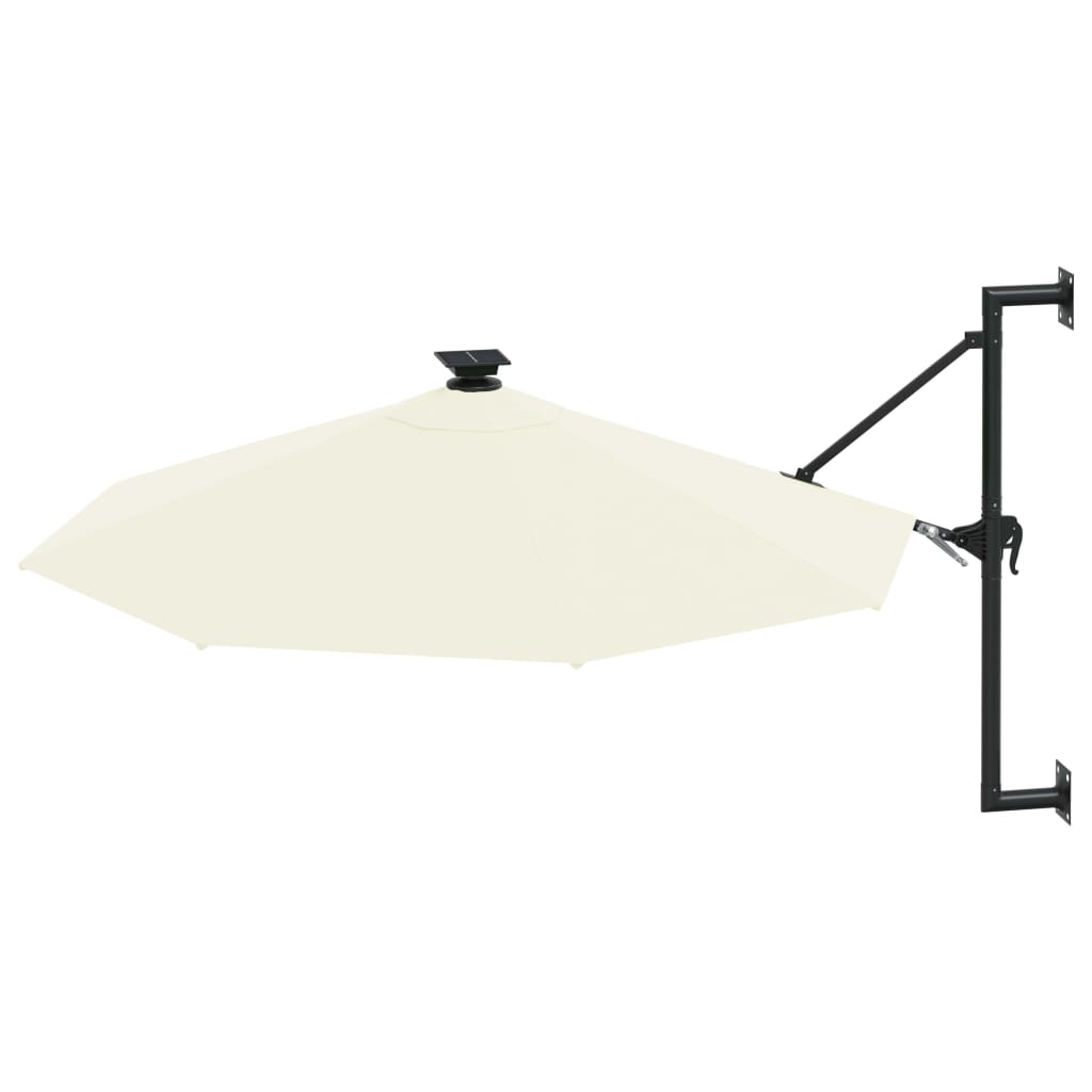 væghængt parasol m. LED-lys 300 cm sandfarvet