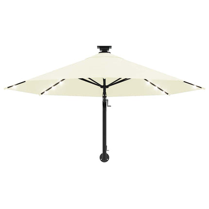 væghængt parasol m. LED-lys 300 cm sandfarvet