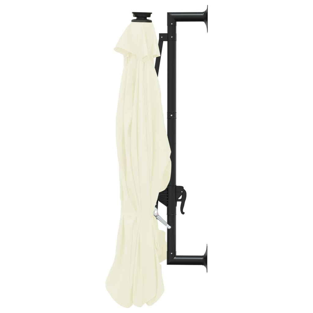 væghængt parasol m. LED-lys 300 cm sandfarvet