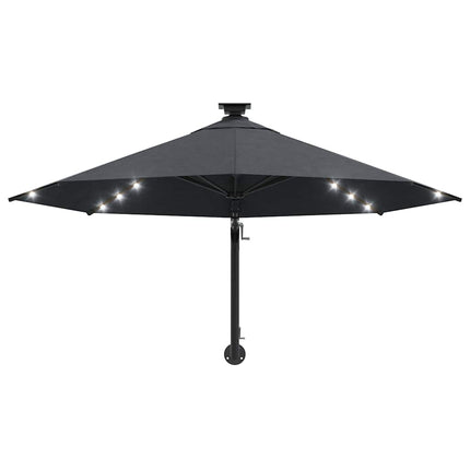 væghængt parasol m. LED-lys 300 cm antracitgrå