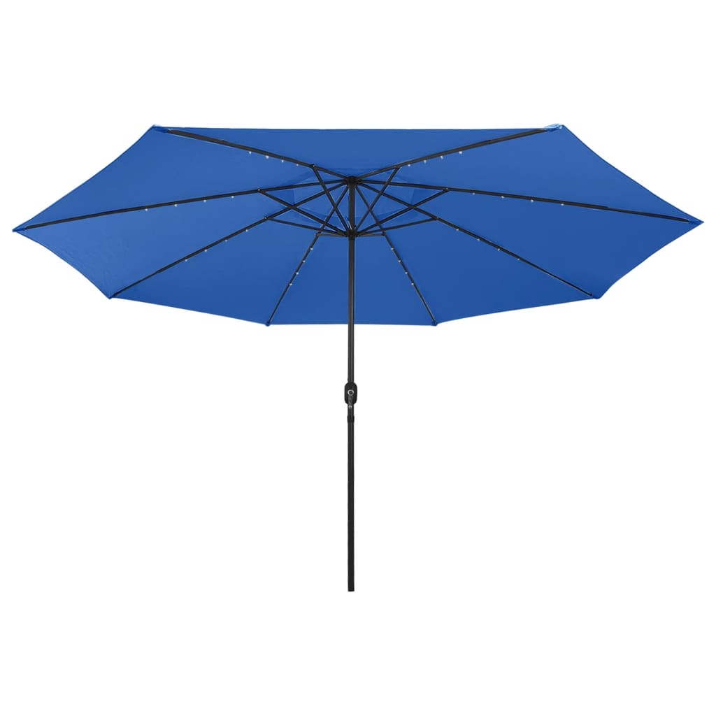 haveparasol med LED-lys 400 cm azurblå