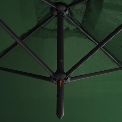 dobbelt parasol 600x300 cm stålstang grøn