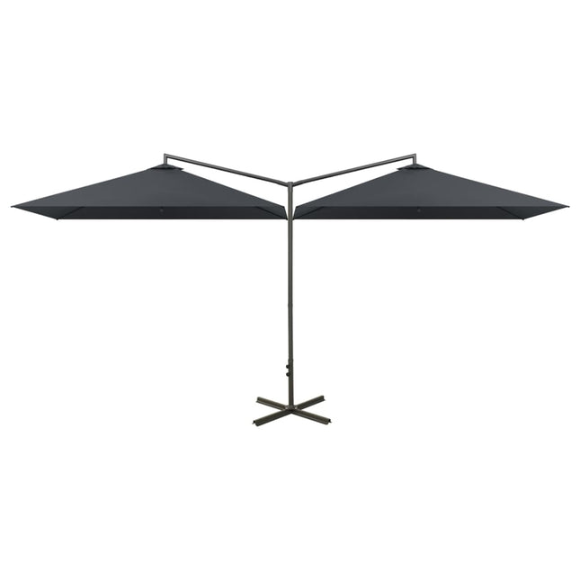 dobbelt parasol 600x300 cm stålstang antracitgrå