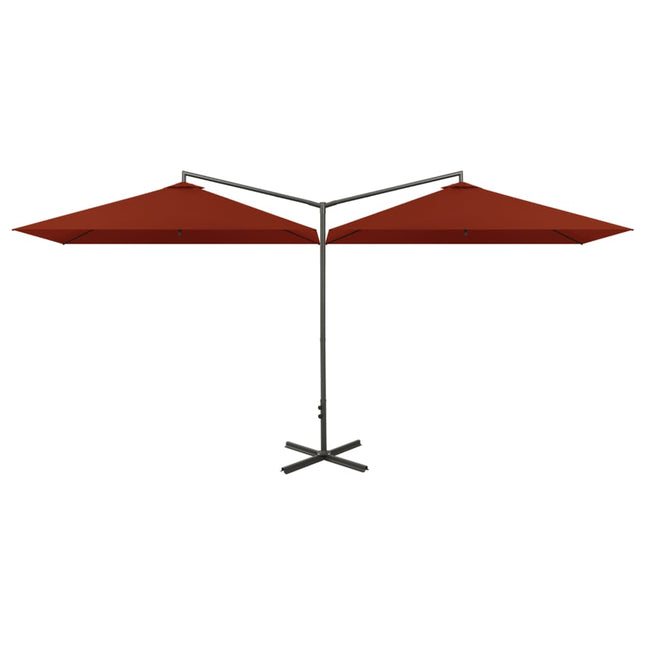 dobbelt parasol 600x300 cm stålstang terracottafarvet