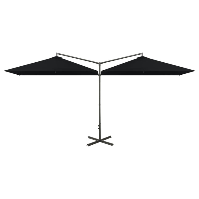 dobbelt parasol 600x300 cm stålstang sort