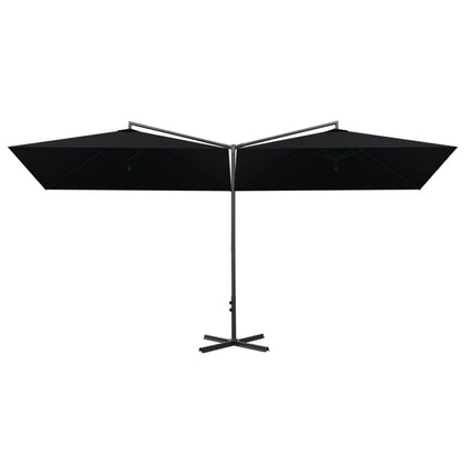 dobbelt parasol 600x300 cm stålstang sort