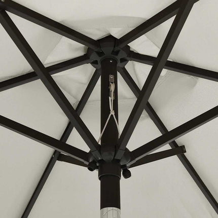 parasol med LED-lys 200x211 cm aluminium sandfarvet