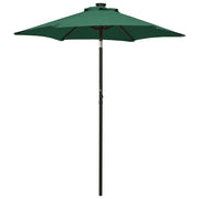parasol med LED-lys 200x211 cm aluminium grøn