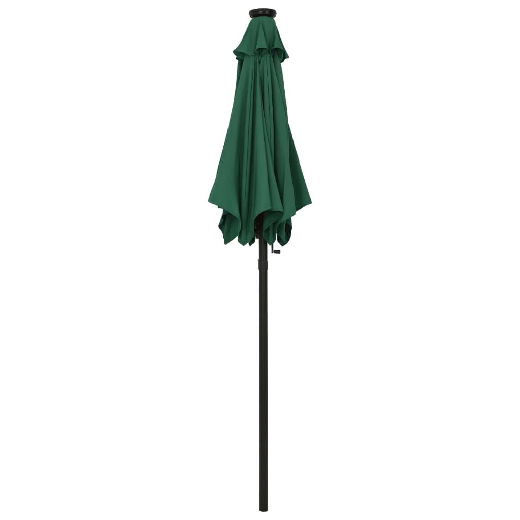 parasol med LED-lys 200x211 cm aluminium grøn