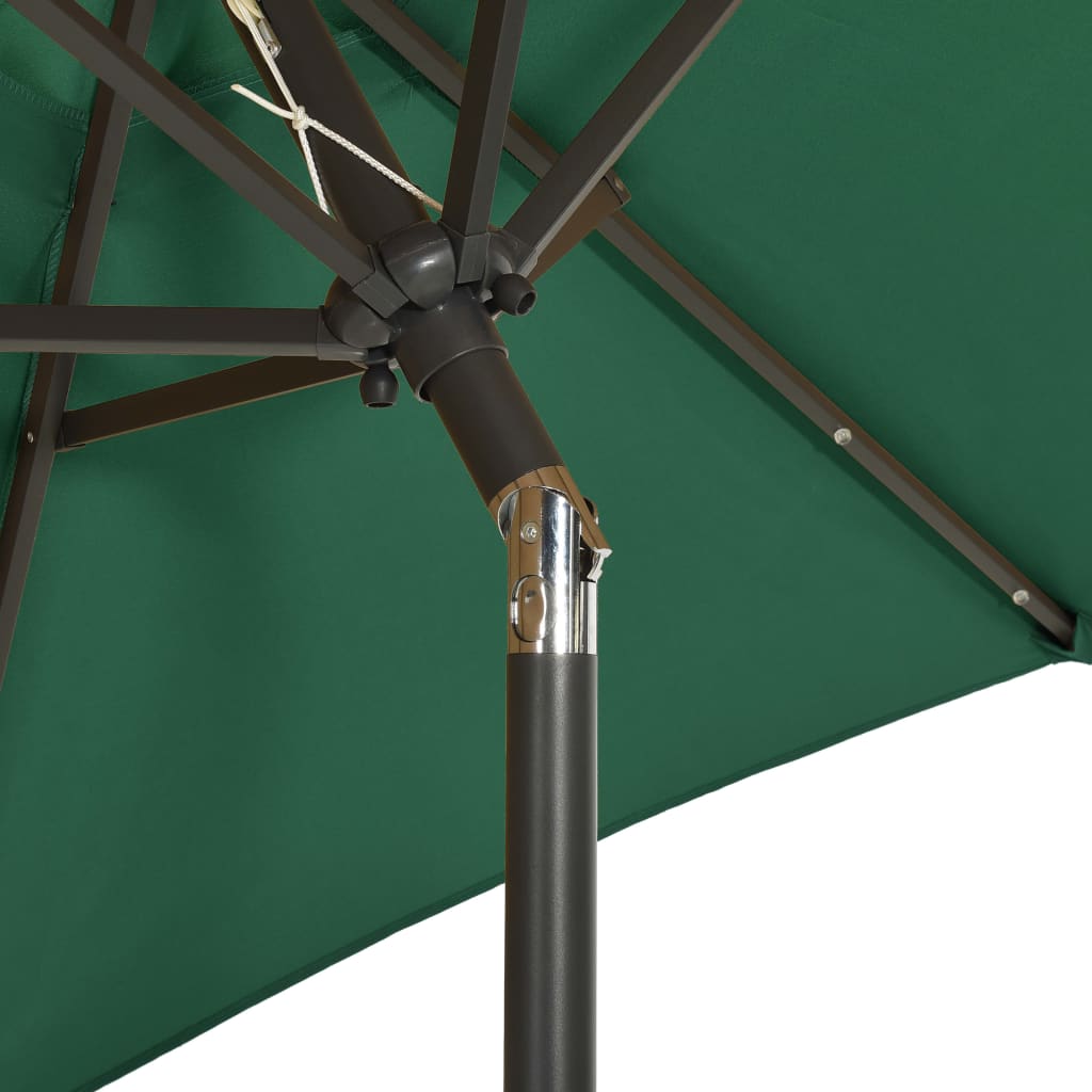 parasol med LED-lys 200x211 cm aluminium grøn