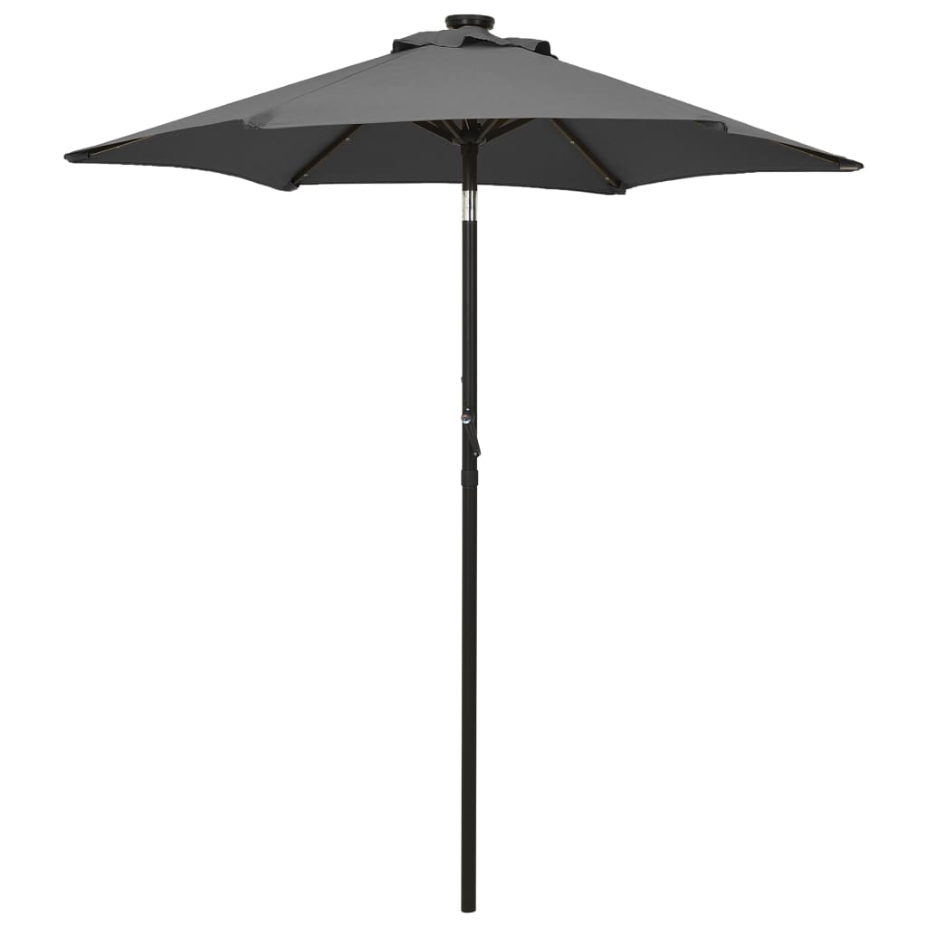 parasol med LED-lys 200x211 cm aluminium antracitgrå