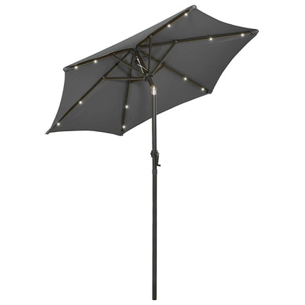 parasol med LED-lys 200x211 cm aluminium antracitgrå