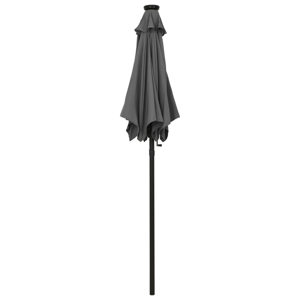 parasol med LED-lys 200x211 cm aluminium antracitgrå