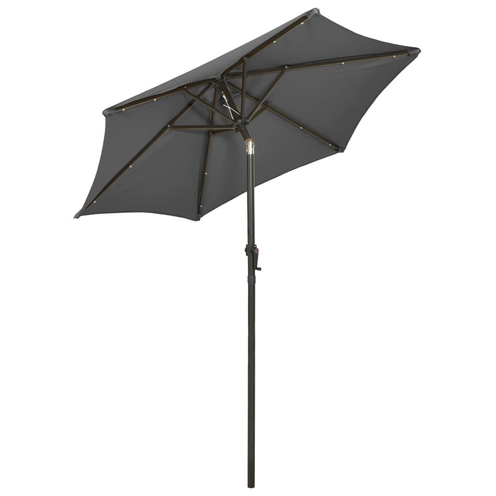 parasol med LED-lys 200x211 cm aluminium antracitgrå