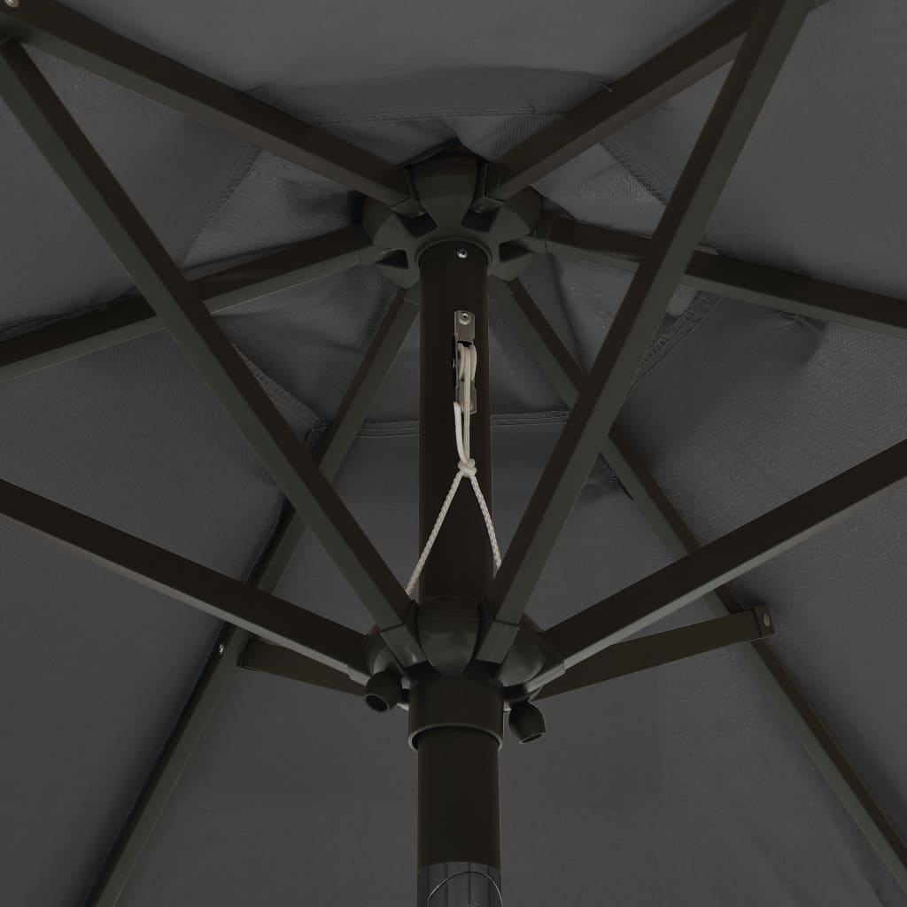 parasol med LED-lys 200x211 cm aluminium antracitgrå