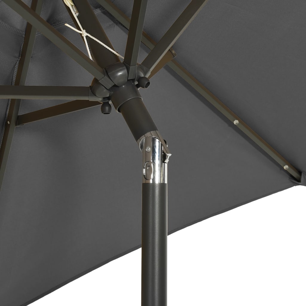 parasol med LED-lys 200x211 cm aluminium antracitgrå