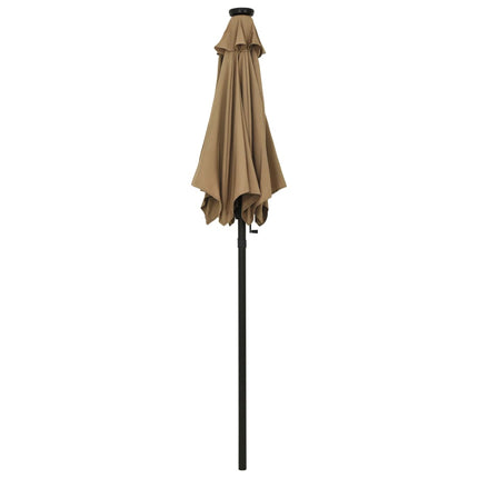 parasol med LED-lys 200x211 cm aluminium gråbrun