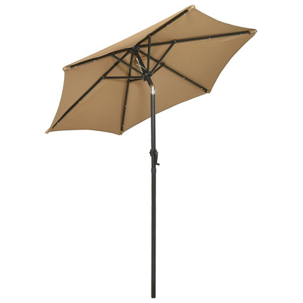 parasol med LED-lys 200x211 cm aluminium gråbrun
