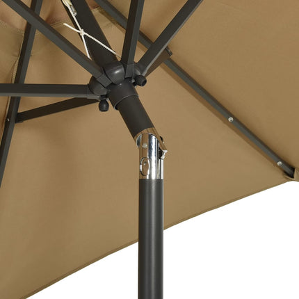parasol med LED-lys 200x211 cm aluminium gråbrun