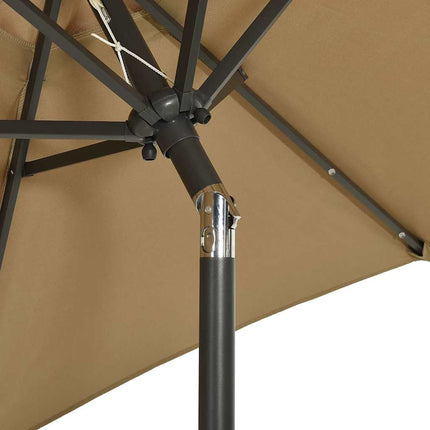 parasol med LED-lys 200x211 cm aluminium gråbrun