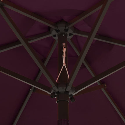 parasol med LED-lys 200x211 cm aluminium bordeauxrød