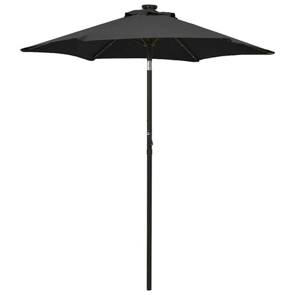 parasol med LED-lys 200x211 cm aluminium sort