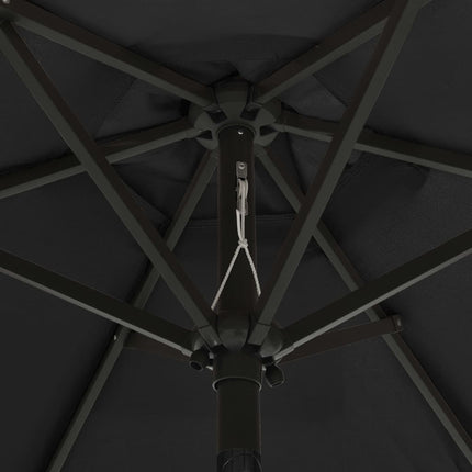 parasol med LED-lys 200x211 cm aluminium sort